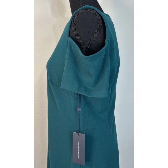 Tommy Hilfiger Dark Green Cold Shoulder Cocktail Sheath Dress Size 10 - Picture 11 of 13